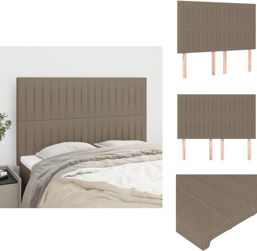 VidaXL Hoofdbord Hoofdborden Hoofdeinde Houten Hoofdbord Hoofdborden 4 st 72x5x78 88 cm stof taupe