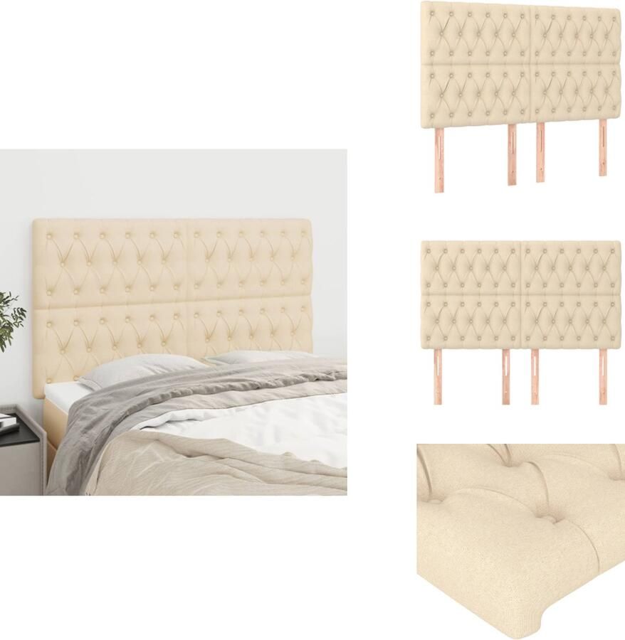 The Living Store Hoofdbord Classic Bedaccessoires 144x7x118 128 cm Crème Hoofd Bord Hoofdkussen Beddecoratie Bedroom Decor Klassiek - Foto 2