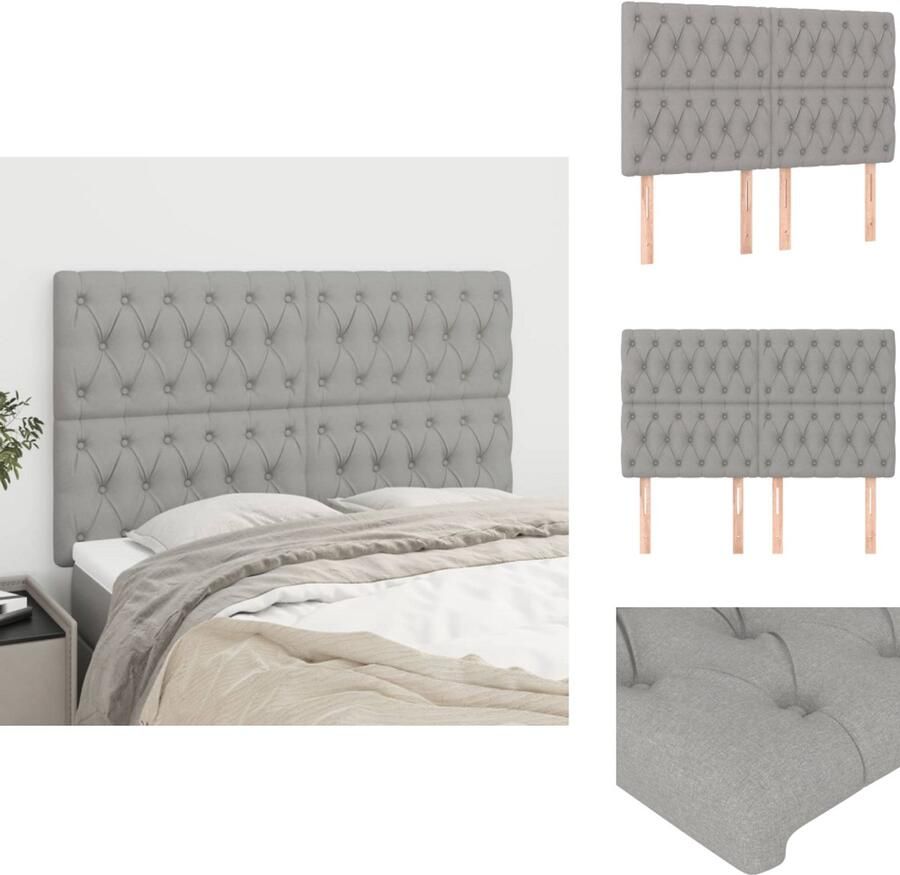 VidaXL Hoofdbord Hoofdborden Hoofdeinde Houten Hoofdbord Hoofdborden 4 st 72x7x78 88 cm stof lichtgrijs