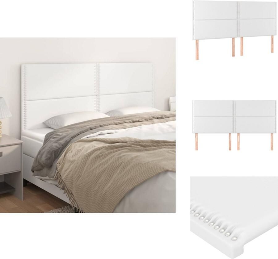 VidaXL Hoofdbord Hoofdborden Hoofdeinde Houten Hoofdbord Hoofdborden 4 st 90x5x78 88 cm kunstleer wit - Foto 2