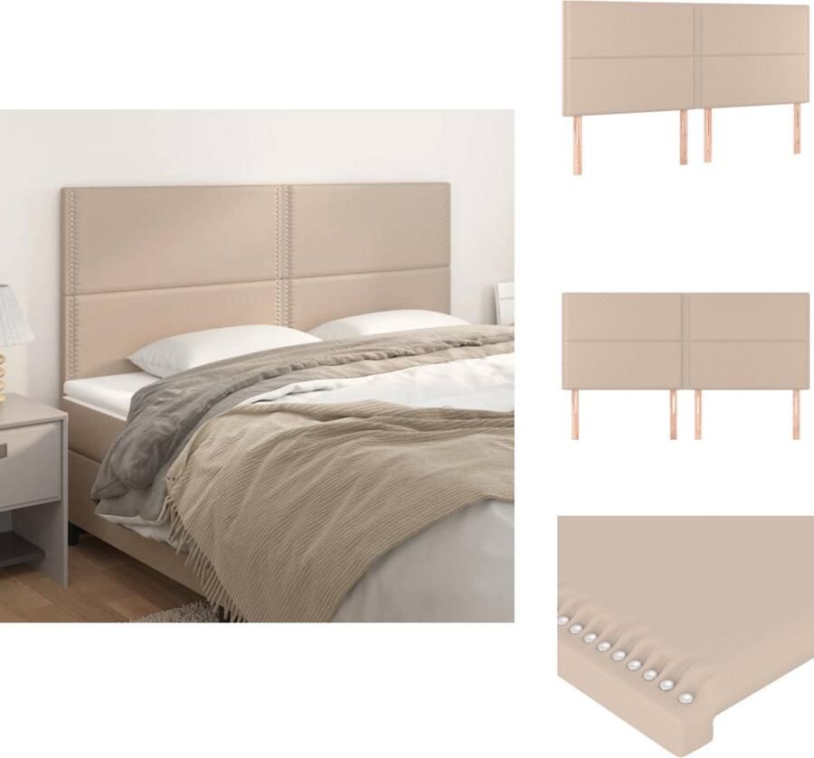 VidaXL Hoofdbord Hoofdborden Hoofdeinde Houten Hoofdbord Hoofdborden 4 st 80x5x78 88 cm kunstleer cappuccinokleurig - Foto 2