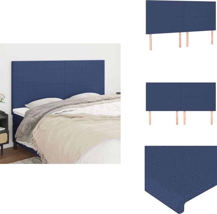 VidaXL Hoofdbord Hoofdborden Hoofdeinde Houten Hoofdbord Hoofdborden 4 st 80x5x78 88 cm stof blauw