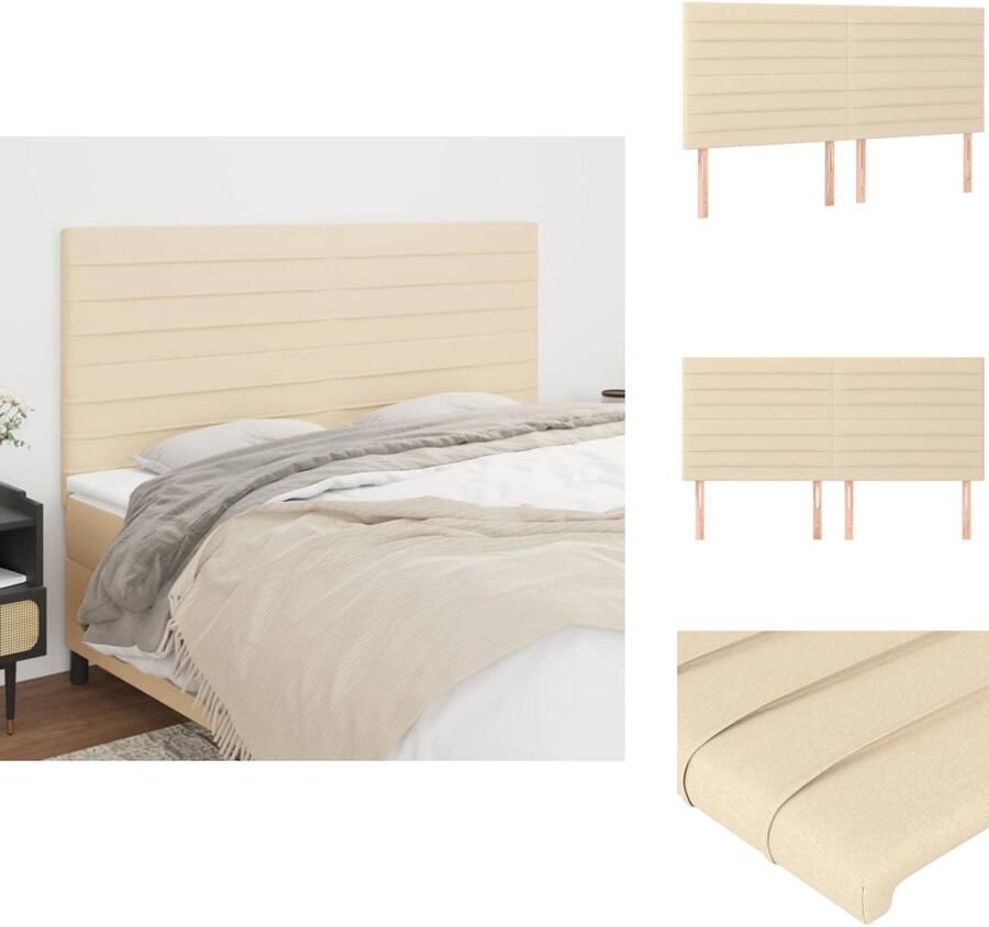 VidaXL Hoofdbord Hoofdborden Hoofdeinde Houten Hoofdbord Hoofdborden 4 st 80x5x78 88 cm stof crèmekleurig