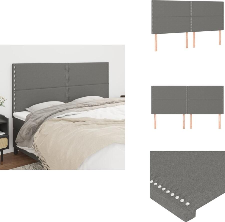 VidaXL Hoofdbord Klassiek design Duurzaam materiaal Stevige poten Verstelbare hoogte Comfortabele ondersteuning Elegant ontwerp Kleur- donkergrijs Materiaal- stof hout Afmetingen- 160x5x118 128 cm Bedonderdeel