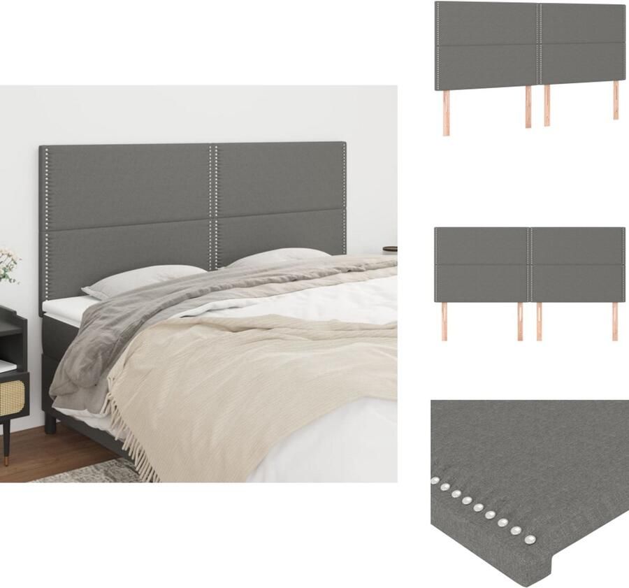 The Living Store Gestoffeerd hoofdbord klassiek hoofdbord Afmeting- 180 x 5 x 118 128 cm Kleur- donkergrijs Hoofd Bord Hoofdborden Bedding Slaapkamers Stoffen Hoofdbord