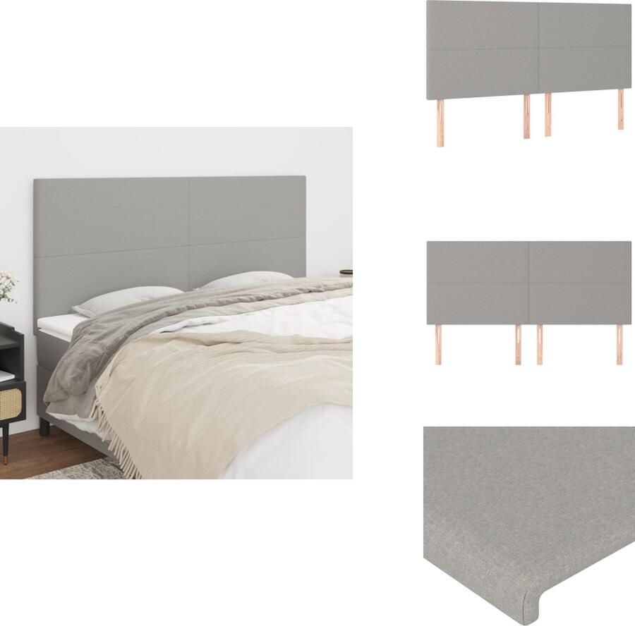 The Living Store Hoofdbord Hoofdeind Set Lichtgrijs 160 x 5 x 118 128 cm Hoofd Bord Hoofdeinde Beddengoed Slaapcomfort Bedroomdecor