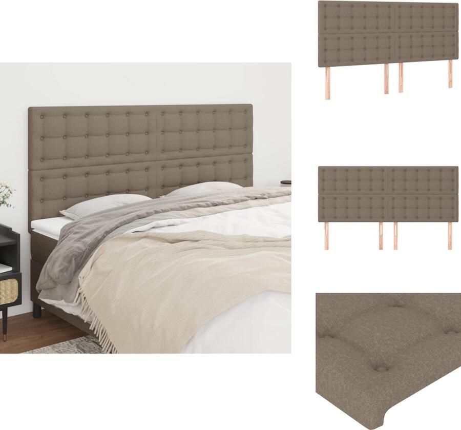 VidaXL Hoofdbord Hoofdborden Hoofdeinde Houten Hoofdbord Hoofdborden 4 st 80x5x78 88 cm stof taupe