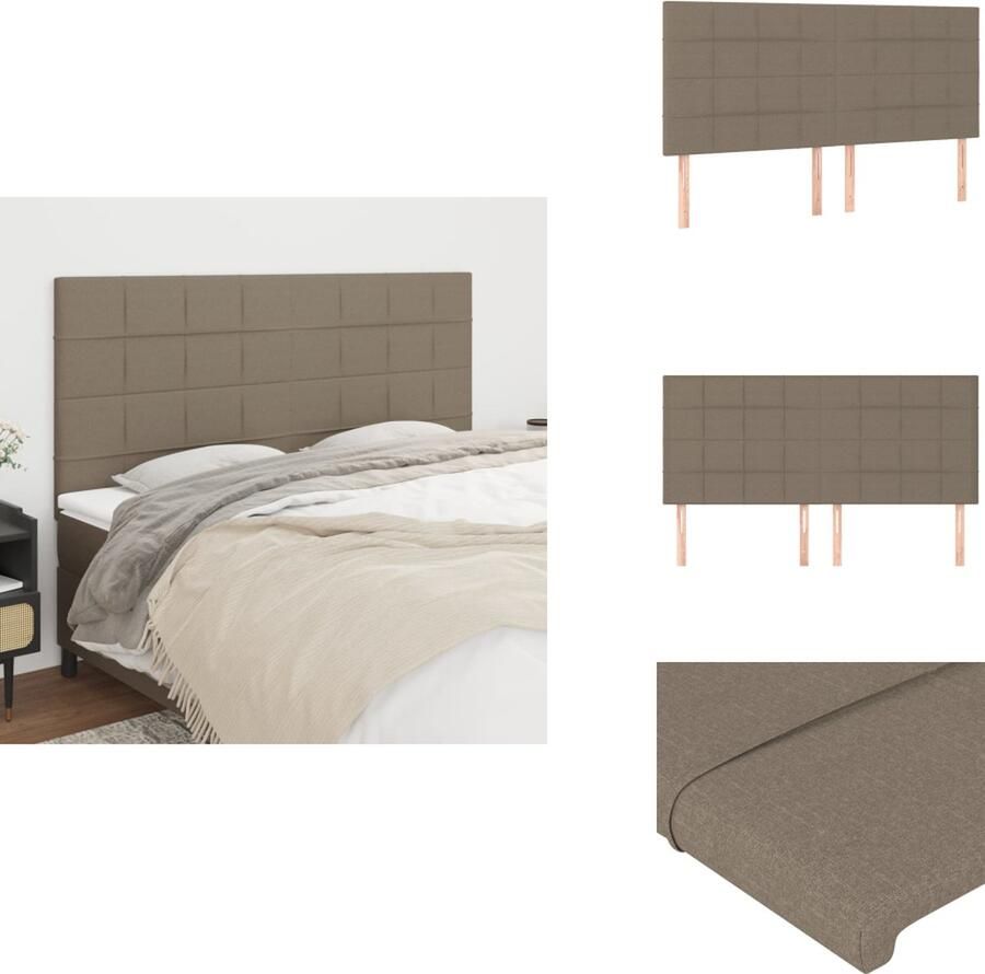 VidaXL Hoofdbord Hoofdborden Hoofdeinde Houten Hoofdbord Hoofdborden 4 st 80x5x78 88 cm stof taupe
