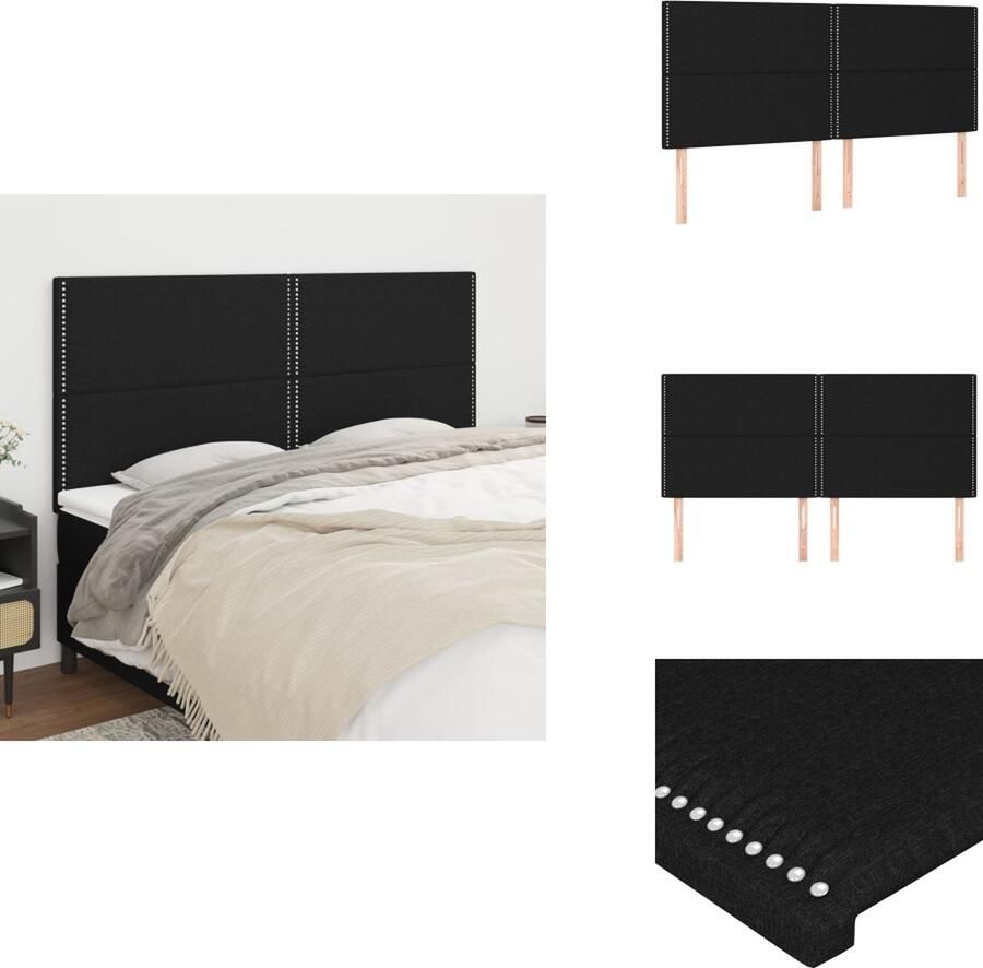 VidaXL Hoofdbord Hoofdborden Hoofdeinde Houten Hoofdbord Hoofdborden 4 st 90x5x78 88 cm stof zwart