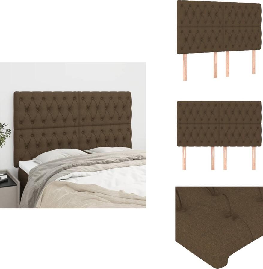 VidaXL Hoofdbord Hoofdborden Hoofdeinde Houten Hoofdbord Hoofdborden 4 st 80x7x78 88 cm stof donkerbruin