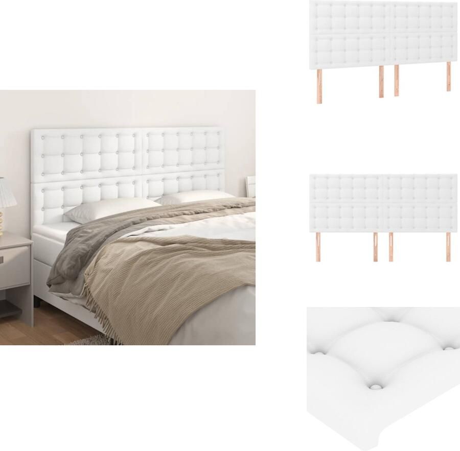 VidaXL Hoofdbord Hoofdborden Hoofdeinde Houten Hoofdbord Hoofdborden 4 st 90x5x78 88 cm kunstleer wit