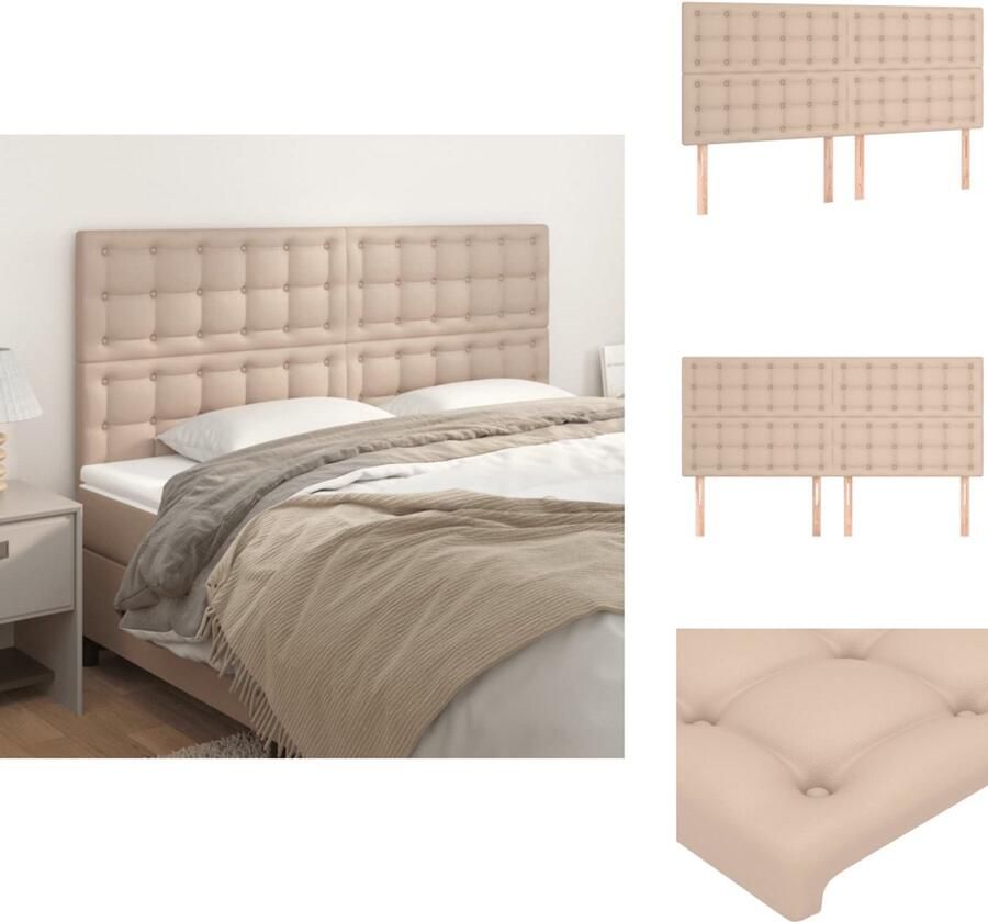 VidaXL Hoofdbord Hoofdborden Hoofdeinde Houten Hoofdbord Hoofdborden 4 st 90x5x78 88 cm kunstleer cappuccinokleurig