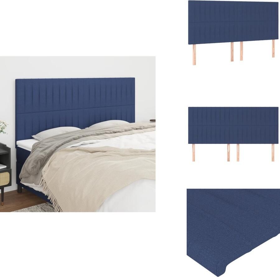 VidaXL Hoofdbord Hoofdborden Hoofdeinde Houten Hoofdbord Hoofdborden 4 st 90x5x78 88 cm stof blauw