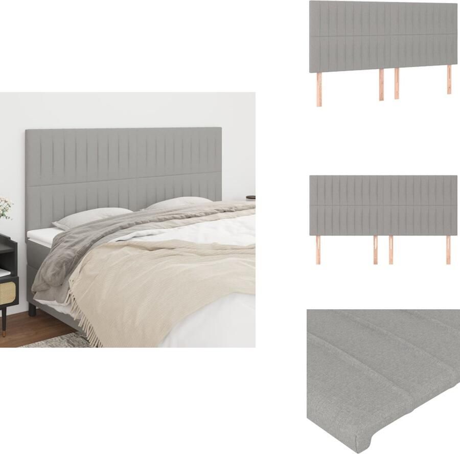 VidaXL Hoofdbord Bed Stijlvol Ontwerp Duurzaam Materiaal Stevige Poten Verstelbare Hoogte Comfortabele Ondersteuning Lichtgrijs 180 x 5 x 118 128 cm Bedonderdeel