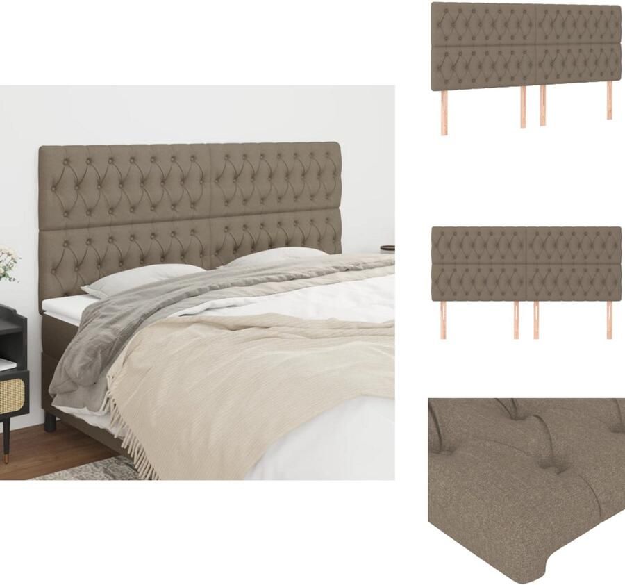 VidaXL Hoofdborden 4 st 90x7x78 88 cm stof taupe - Foto 3