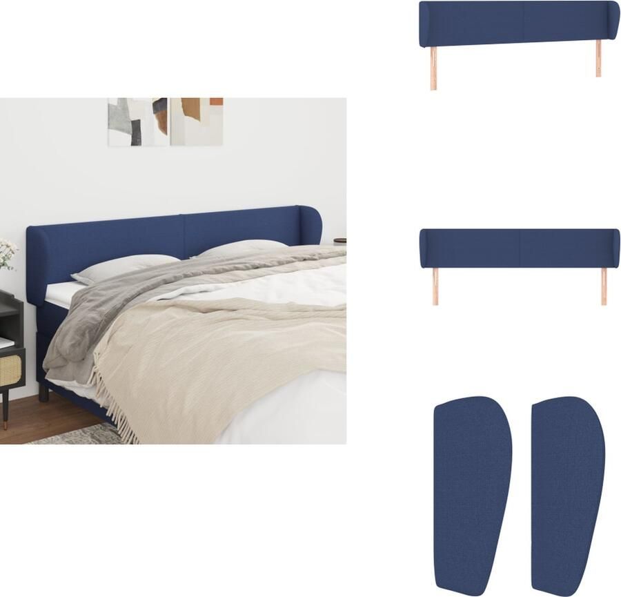 VidaXL Hoofdbord Blauw 163 x 23 x 78 88 cm Duurzaam materiaal Verstelbare hoogte Comfortabele ondersteuning Bedonderdeel
