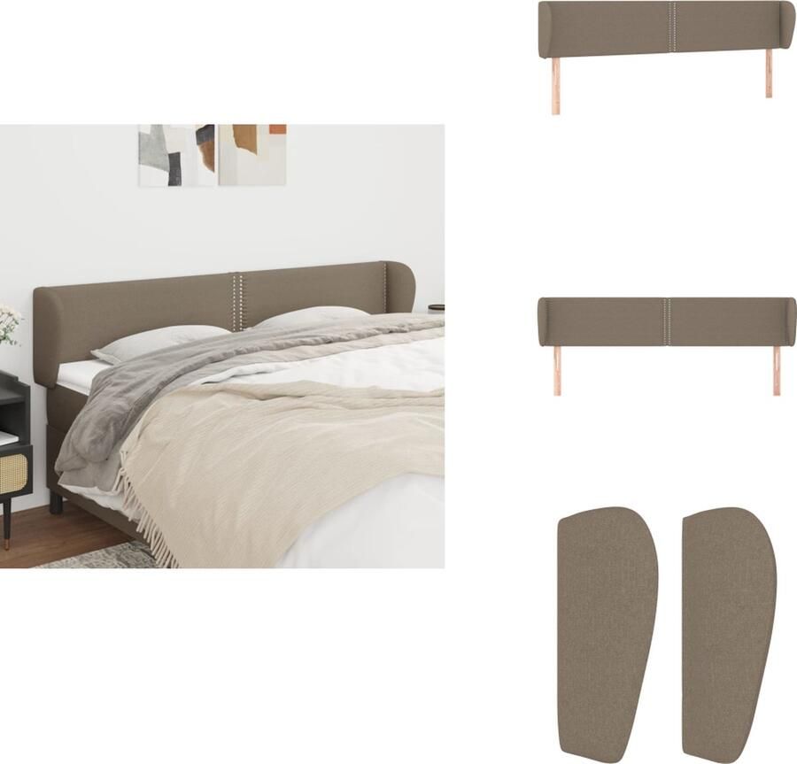 VidaXL Hoofdbord Hoofdborden Hoofdeinde Houten Hoofdbord met randen 163x23x78 88 cm stof taupe