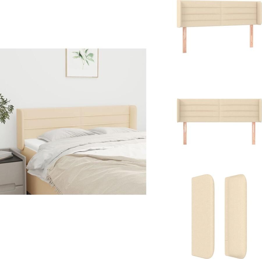 VidaXL Hoofdbord Klassiek Crème 147 x 16 x 78 88 cm Ademend Duurzaam Verstelbare Hoogte Stevige Poten Bedonderdeel
