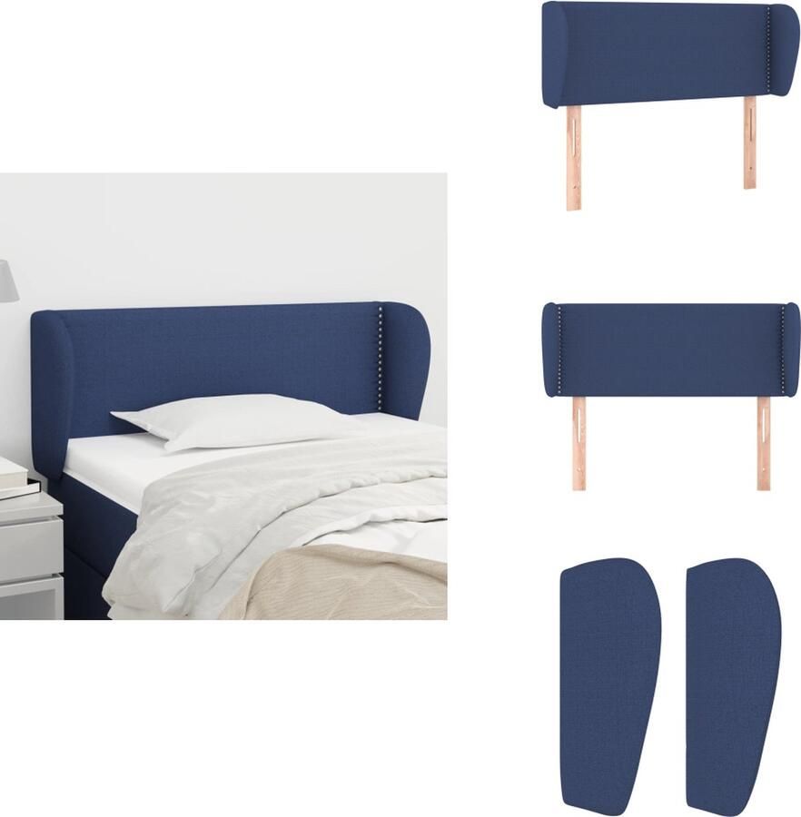 VidaXL Hoofdbord Hoofdborden Hoofdeinde Houten Hoofdbord met randen 103x23x78 88 cm stof blauw