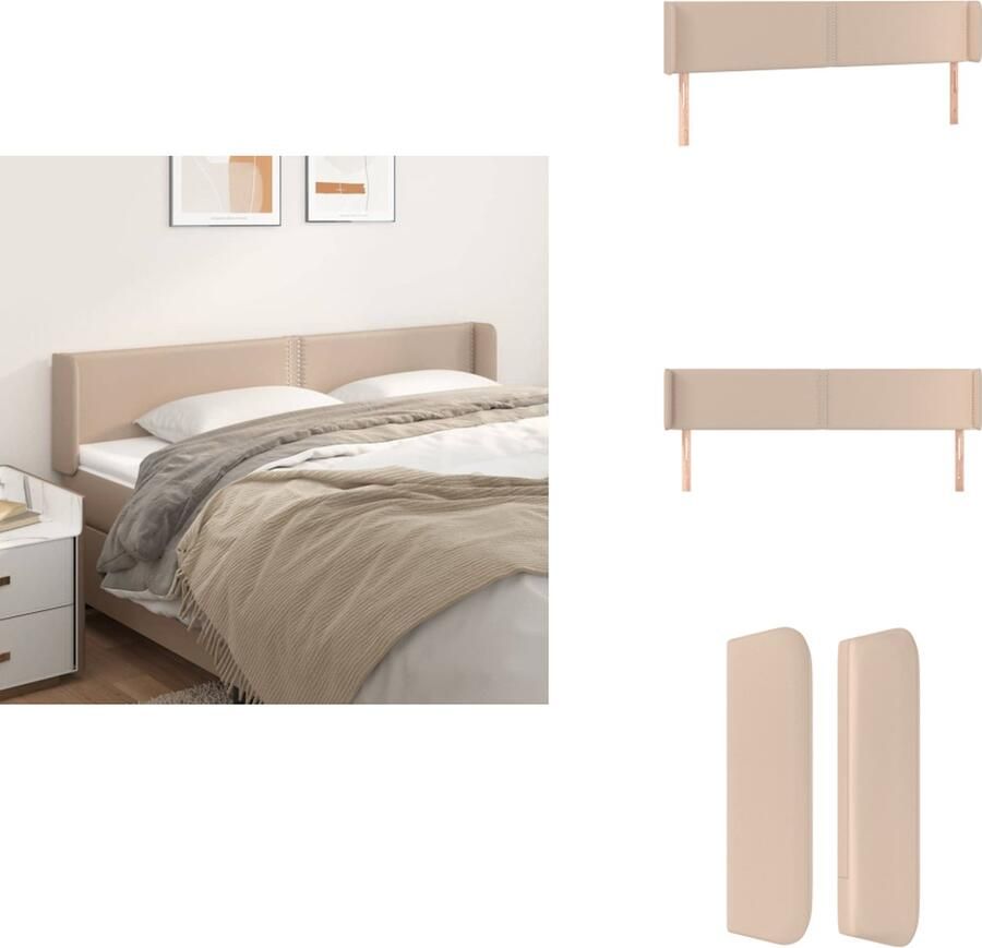 VidaXL Hoofdbord Cappuccino Kunstleer 183x16x78 88 cm Duurzaam materiaal Verstelbare hoogte Stevige poten Bedonderdeel