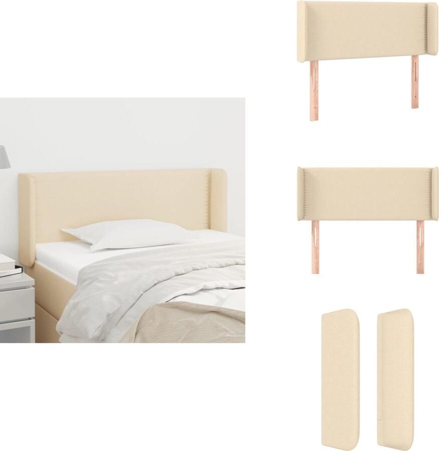 VidaXL Klassiek hoofdbord crème verstelbare hoogte ademend en duurzaam stevige poten comfortabele ondersteuning 83x16x78 88cm Bedonderdeel