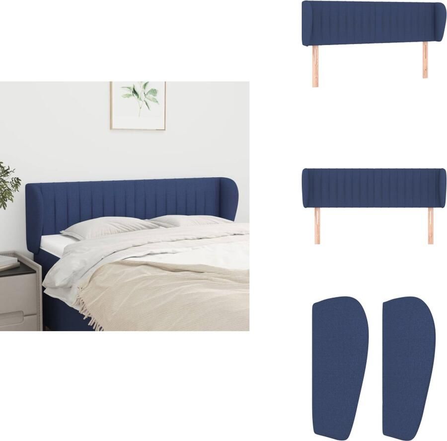 VidaXL Hoofdbord Hoofdborden Hoofdeinde Houten Hoofdbord met randen 147x23x78 88 cm stof blauw