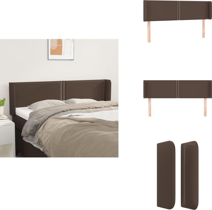 VidaXL Hoofdbord Bedaccessoires 147x16x78 88cm Bruin Kunstleer Bedonderdeel - Foto 2