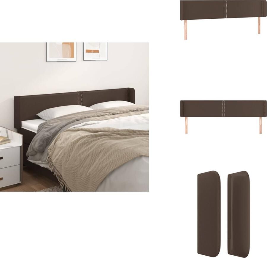 VidaXL Hoofdbord Kunstleer Bruin 183x16x78 88 cm Bedonderdeel
