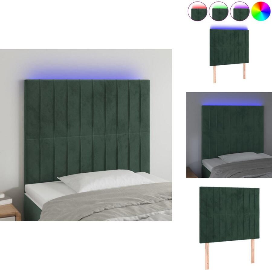 VidaXL Hoofdbord Hoofdborden Hoofdeinde Houten Hoofdbord LED 100x5x118 128 cm fluweel donkergroen