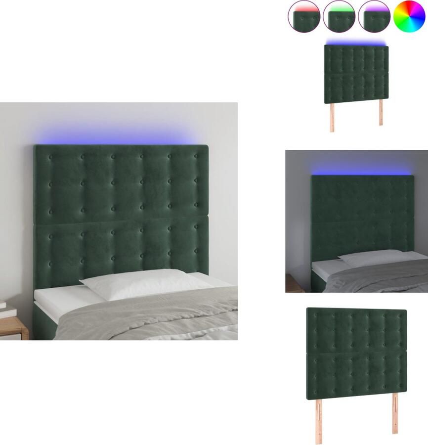VidaXL Hoofdbord Hoofdborden Hoofdeinde Houten Hoofdbord LED 100x5x118 128 cm fluweel donkergroen