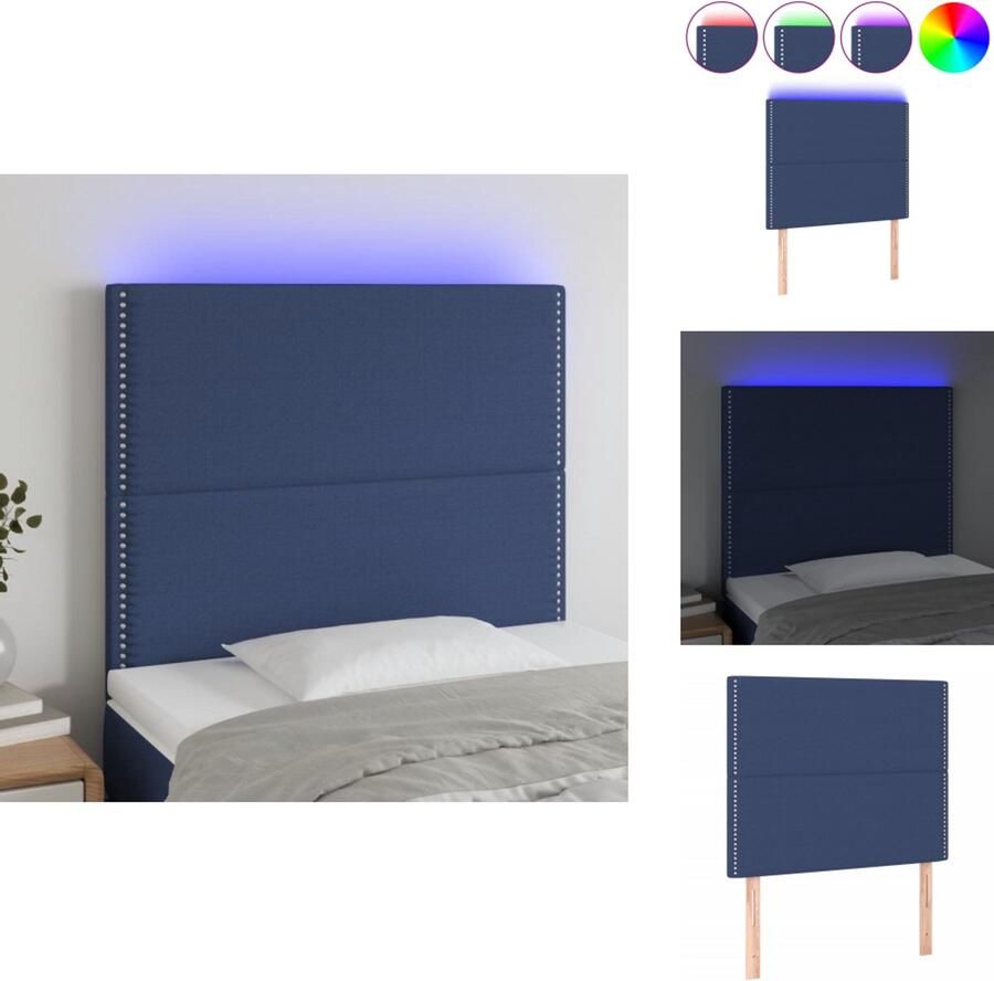 The Living Store Hoofdeind Blauw Stof 100x5x118 128 cm Verstelbare Hoogte Hoofd Bord Led Hoofdbord Blauw Beddengoed Slaapkamers Decoratie - Foto 2