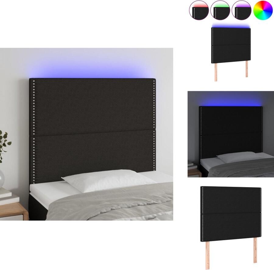 VidaXL Hoofdbord Hoofdborden Hoofdeinde Houten Hoofdbord LED 100x5x118 128 cm stof zwart