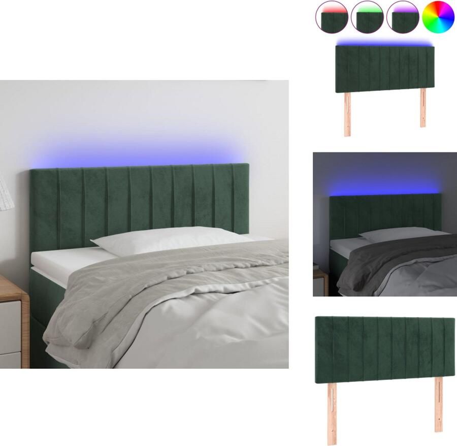 The Living Store Hoofdeind Donkergroen LED-fluwelen stof Verstelbaar Comfortabele ondersteuning Snijdbare LED-strip Montagehandleiding USB-aansluiting Hoofd Bord Led Hoofdbord Bedhoofdbord Velvet Hoofdbord Groen Hoofdbord - Foto 2