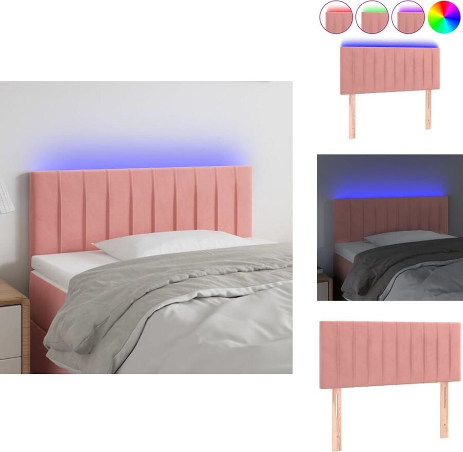 VidaXL Hoofdbord Hoofdborden Hoofdeinde Houten Hoofdbord LED 80x5x78 88 cm fluweel roze