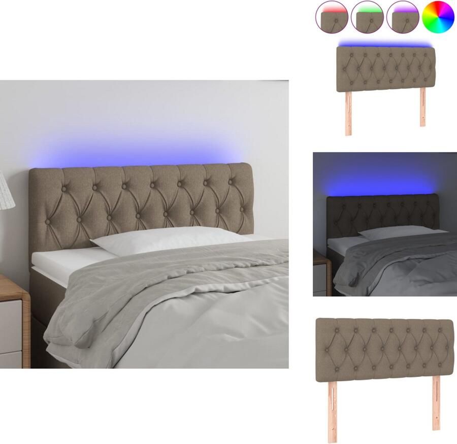 VidaXL Hoofdbord LED 100x7x78 88 cm stof taupe - Foto 2