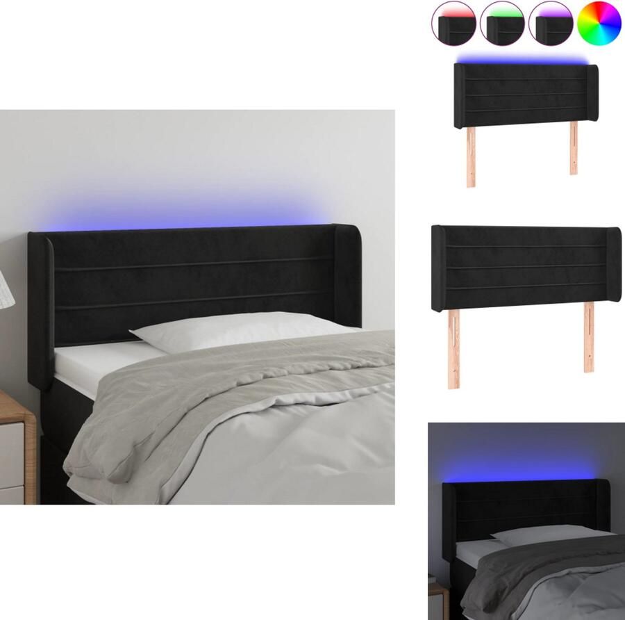 VidaXL Hoofdbord LED-verlichting Verstelbare hoogte Zacht fluweel Kleurrijk ontwerp 103 x 16 x 78 88 cm Bedonderdeel