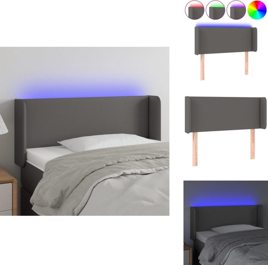 VidaXL Hoofdbord Klassiek LED Hoofdeinde Afmeting- 103 x 16 x 78 88 cm Ken- Duurzaam kunstleer Bedonderdeel