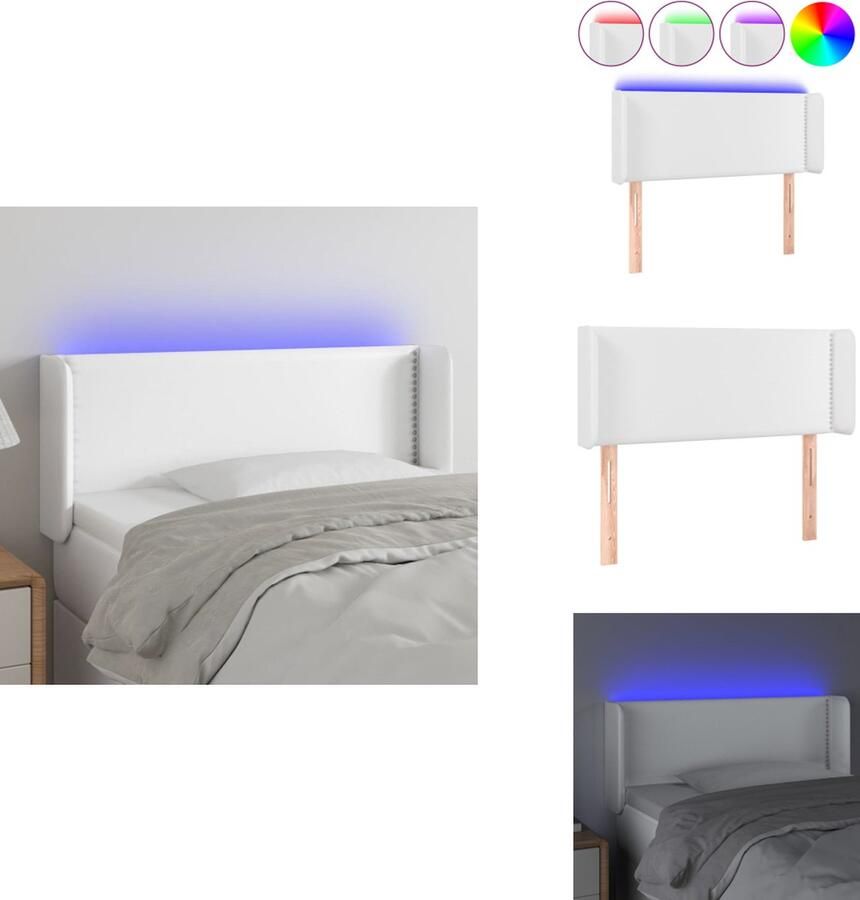 VidaXL Hoofdbord LED Modern 93x16x78 88 cm Duurzaam kunstleer Kleurrijke LED-verlichting Verstelbare hoogte Comfortabele ondersteuning Snijdbare LED-strip Montagehandleiding inbegrepen Bedonderdeel