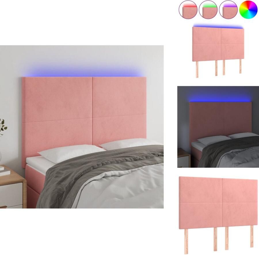 VidaXL Hoofdbord Hoofdborden Hoofdeinde Houten Hoofdbord LED 144x5x118 128 cm fluweel zwart