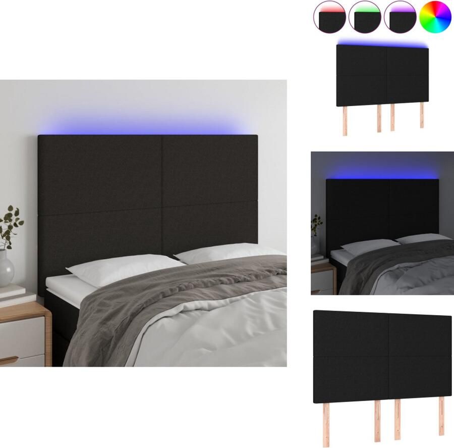 The Living Store LED-hoofdbord Zwarte Stoffen Hoofdeinde 144 x 5 x 118 128 cm Verstelbaar Comfortabel Inclusief 2 LED-strips Hoofd Bord Led Hoofdbord Zwart Hoofdbord Met Led Verlichting Comfortabel Hoofdbord Leeshoek Maken - Foto 2