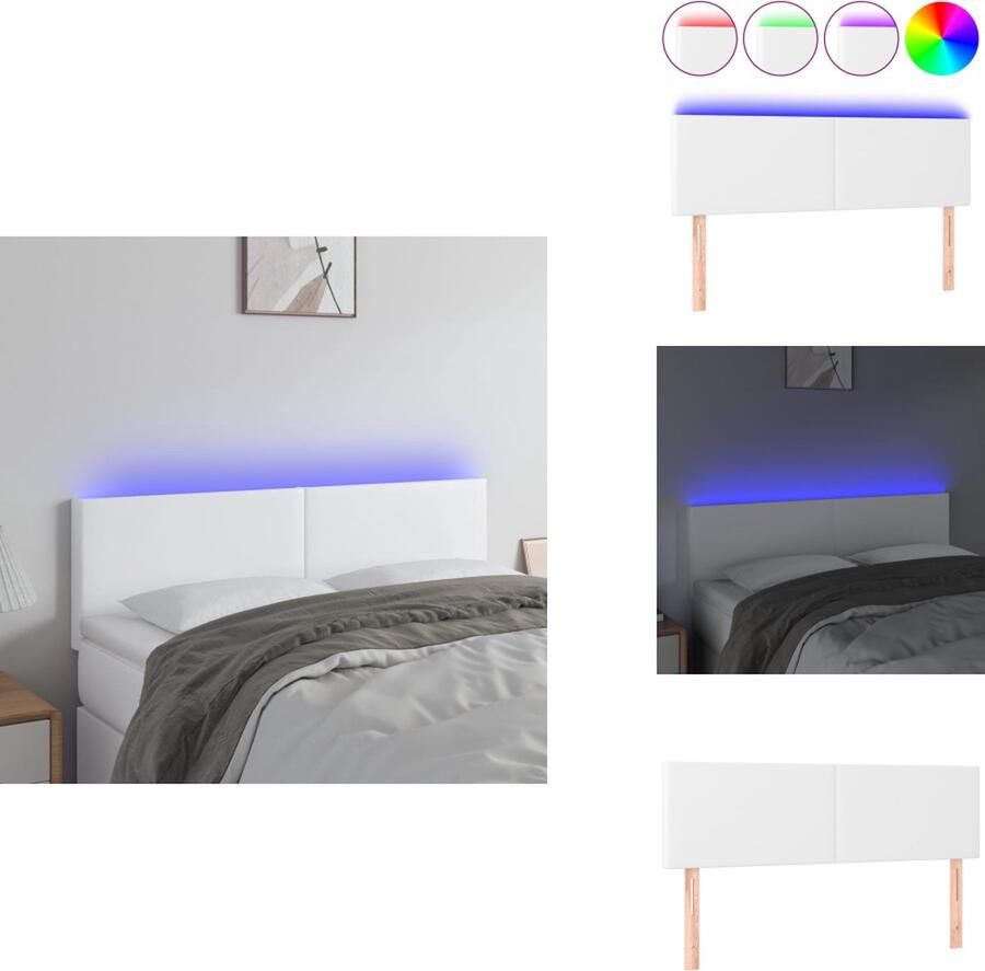 VidaXL Hoofdbord LED 144x5x78 88 cm kunstleer wit