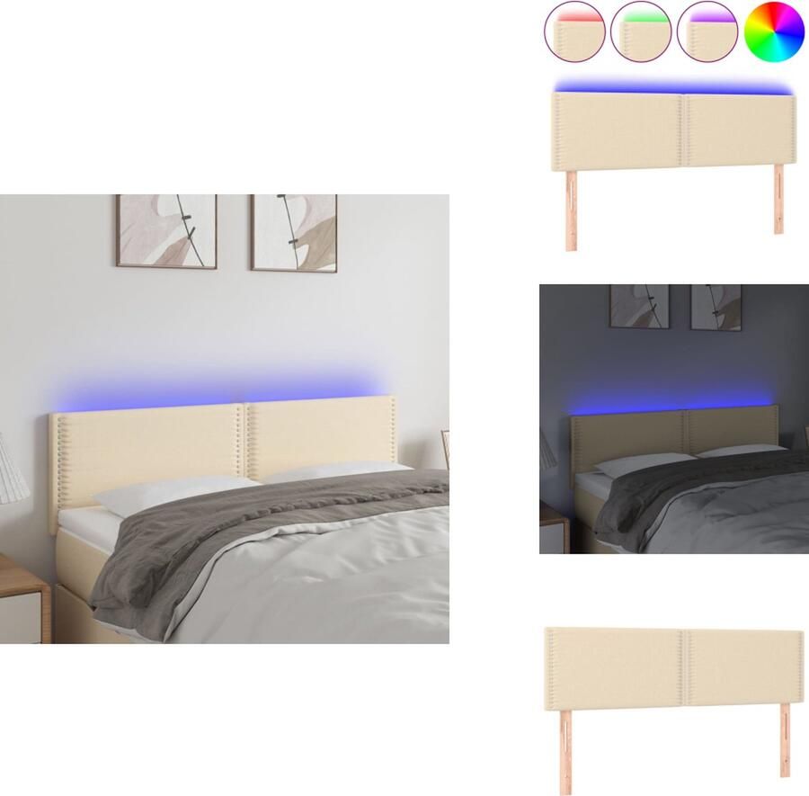 The Living Store Hoofdeind crème stof 144 x 5 x 78 88 cm verstelbaar Hoofd Bord Led Hoofdbord Creme Hoofdbord Bedroom Decor Hoofdbord Stoffen - Foto 3