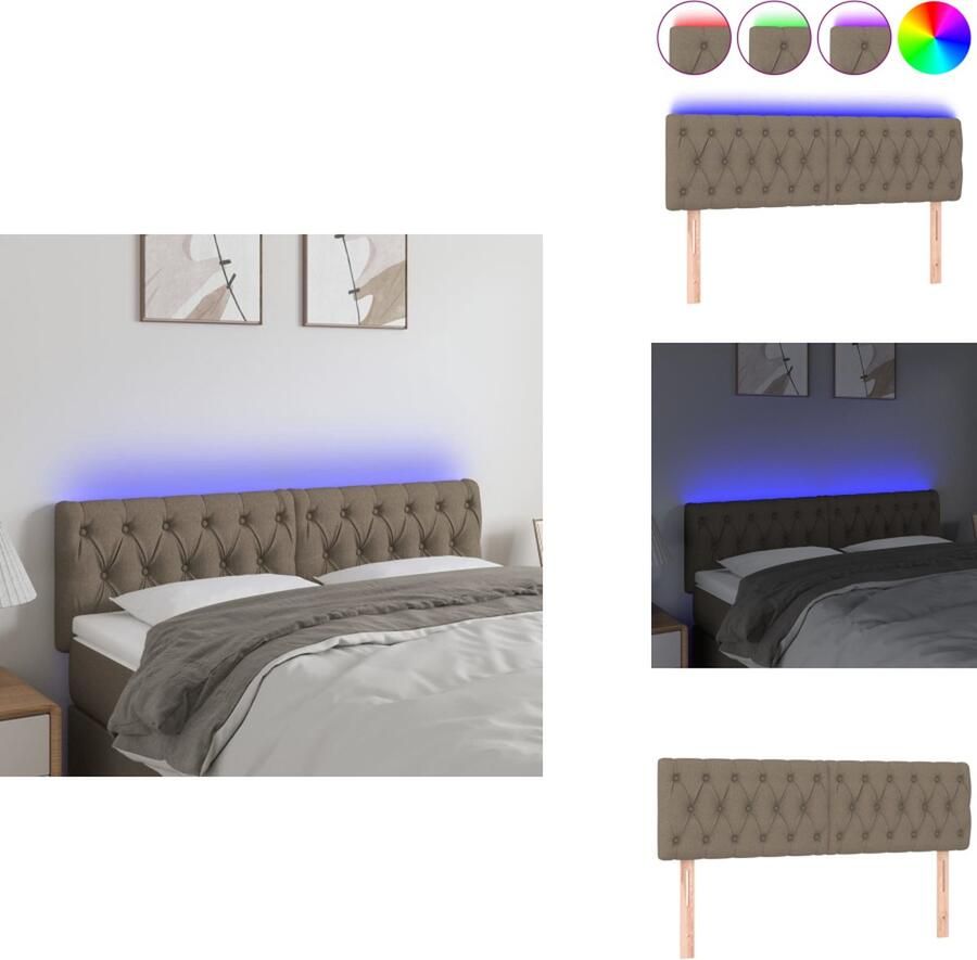 VidaXL Hoofdbord Hoofdborden Hoofdeinde Houten Hoofdbord LED 144x7x78 88 cm stof taupe