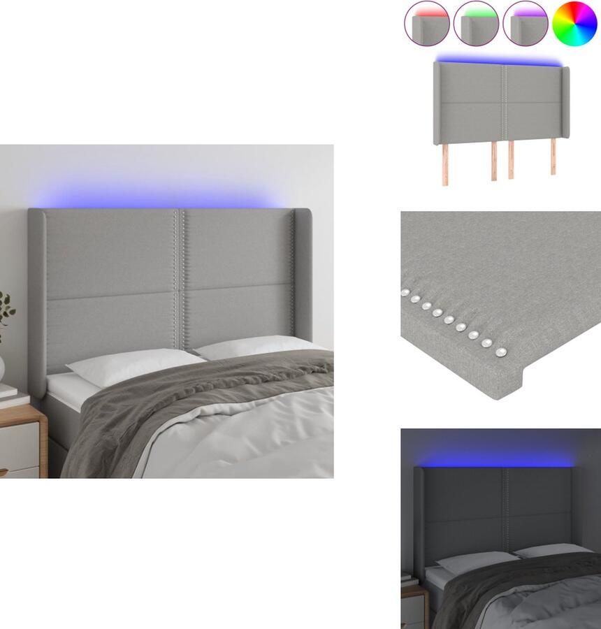 VidaXL Hoofdbord LED-verlichting Verstelbare hoogte Comfortabele ondersteuning Snijdbare LED-strip Bedonderdeel - Foto 2