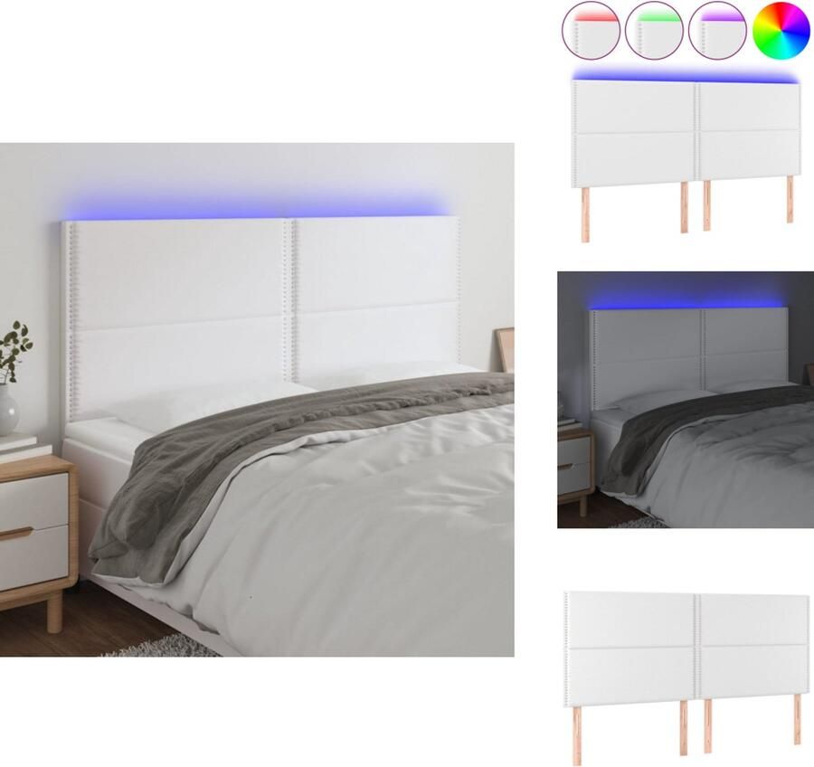 VidaXL Hoofdbord Hoofdborden Hoofdeinde Houten Hoofdbord LED 160x5x118 128 cm kunstleer wit