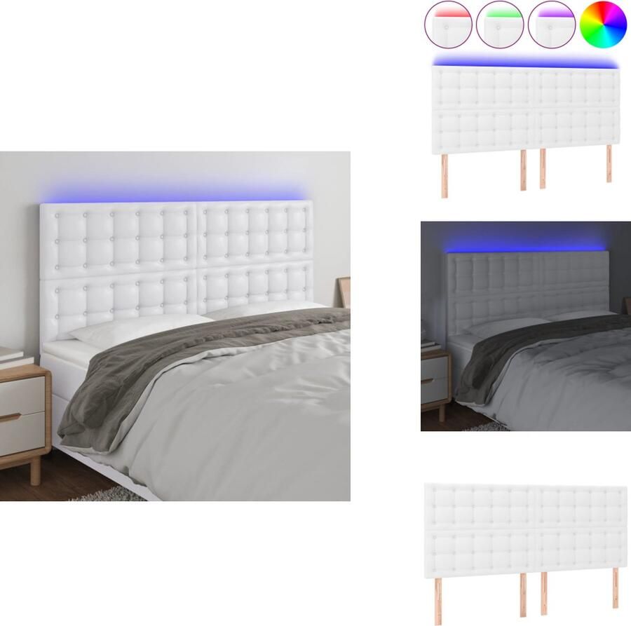 VidaXL Hoofdbord Hoofdborden Hoofdeinde Houten Hoofdbord LED 160x5x118 128 cm kunstleer wit