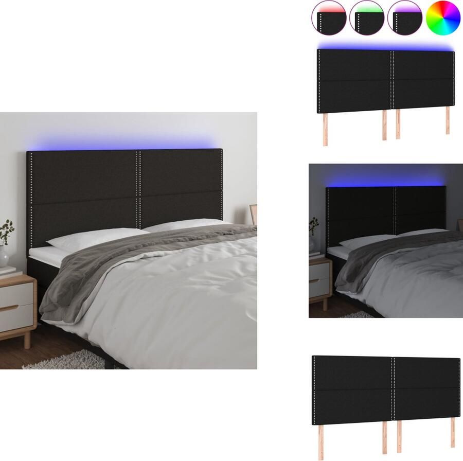 The Living Store LED-hoofdbord Zwart 160 x 5 x 118 128 cm Verstelbare hoogte LED Hoofdbord Zwart Led Verlichting Beddecoratie Slaapkamerruimte - Foto 3