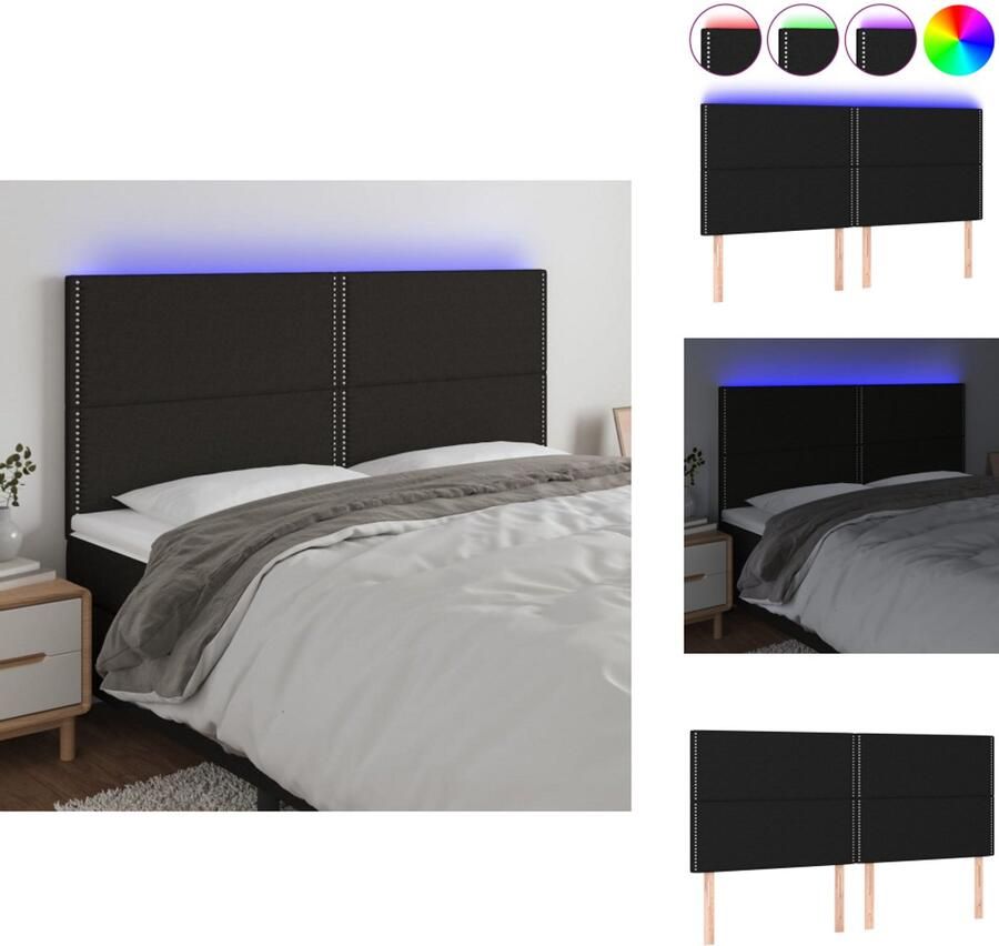 The Living Store LED-hoofdbord Zwart 160 x 5 x 118 128 cm Verstelbare hoogte LED Hoofdbord Zwart Led Verlichting Beddecoratie Slaapkamerruimte - Foto 2