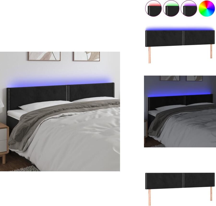 VidaXL Hoofdbord Hoofdborden Hoofdeinde Houten Hoofdbord LED 160x5x78 88 cm fluweel zwart