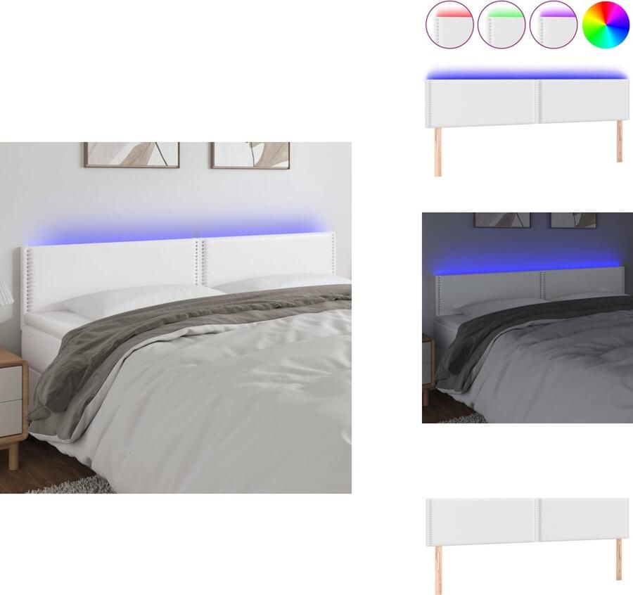 VidaXL Hoofdbord Hoofdborden Hoofdeinde Houten Hoofdbord LED 160x5x78 88 cm kunstleer wit